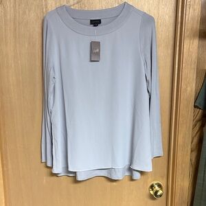 J. Jill M Wearever Women's Light Gray Mixed Material Long Sleeve Top